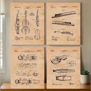 Set Of 4- Classic Violin Patent Prints- Unframed